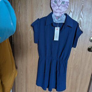 Blue Mini Shirt Dress, M
